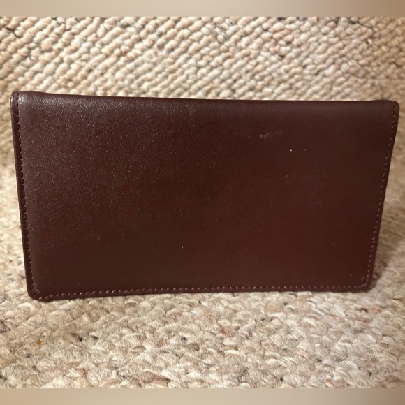 Brown Leather Checkbook Wallet Cover - Picture 2 of 8